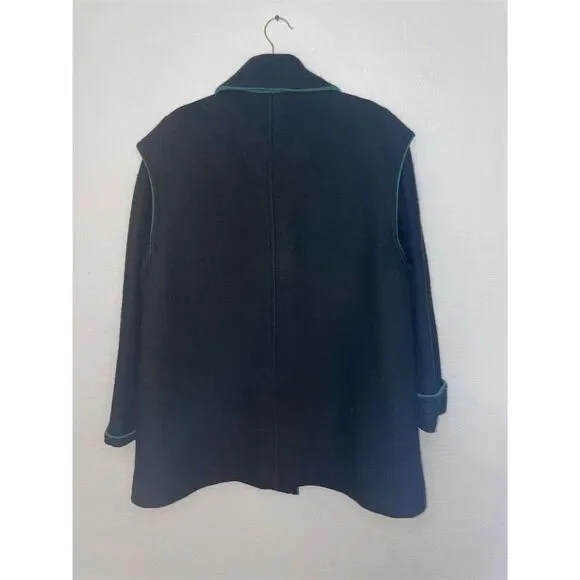 Geiger Women's Blue Boiled Wool Jacket Size 36 Shawl Collar Mid-Length - Picture 3 of 6